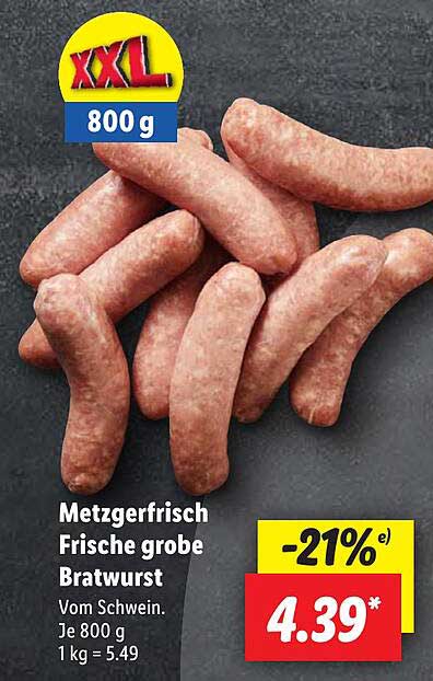 Metzgerfrisch Frische grobe Bratwurst