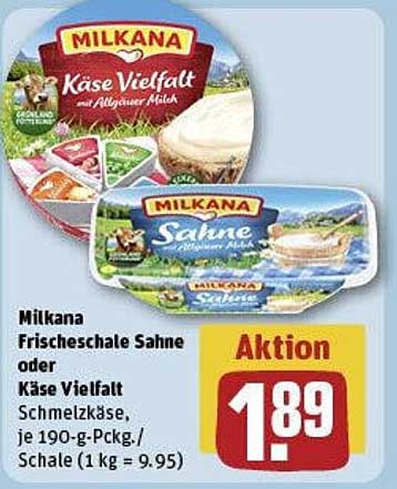 Milkana Frischeschale Sahne oder Käse Vielfalt