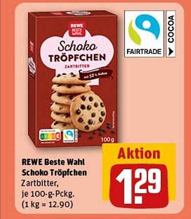 REWE Beste Wahl Schoko Tröpfchen Zartbitter