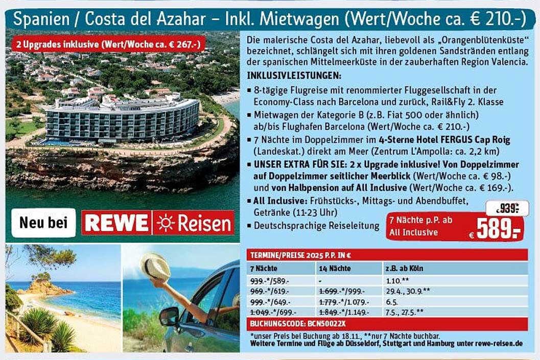 Spanien / Costa del Azahar – inkl. Mietwagen