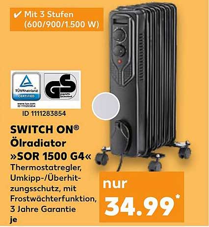 SWITCH ON® Ölradiator »SOR 1500 G4«