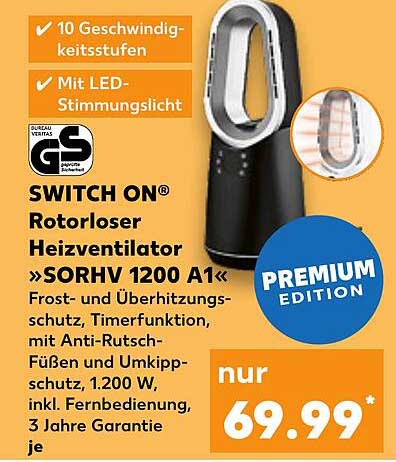 SWITCH ON® Rotorloser Heizventilator »SORHV 1200 A1«