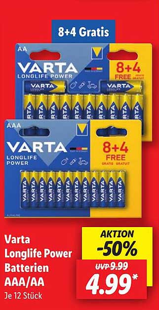 Varta Longlife Power Batterien AAA/AA