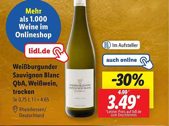 Weißburgunder Sauvignon Blanc QbA, Weißwein, trocken