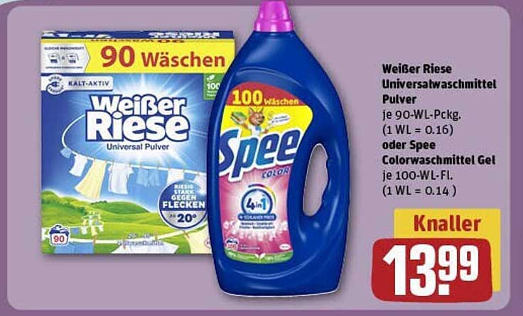 Weißer Riese Universalwaschmittel Pulver  
Spee Colorwaschmittel Gel