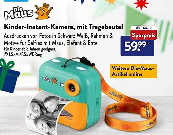 Kinder-Instant-Kamera, mit Tragebeutel