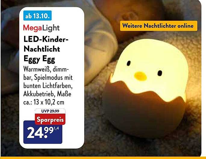 LED-Kinder-Nachtlicht Eggy Egg