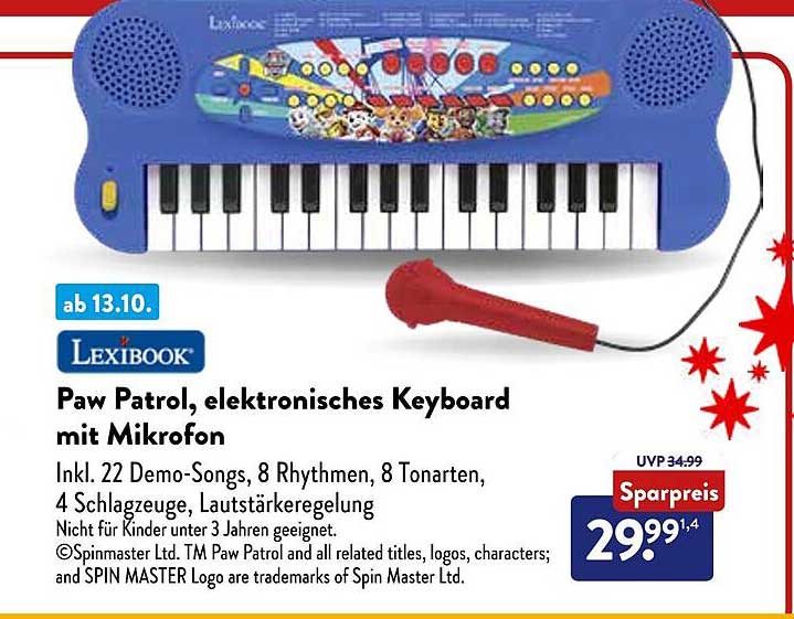 Paw Patrol, elektronisches Keyboard mit Mikrofon