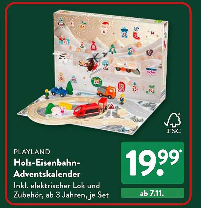 PLAYLAND Holz-Eisenbahn-Adventskalender