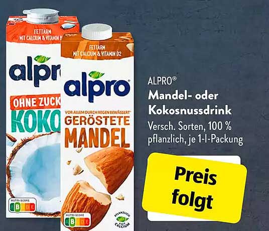 Alpro Mandel- oder Kokosnussdrink