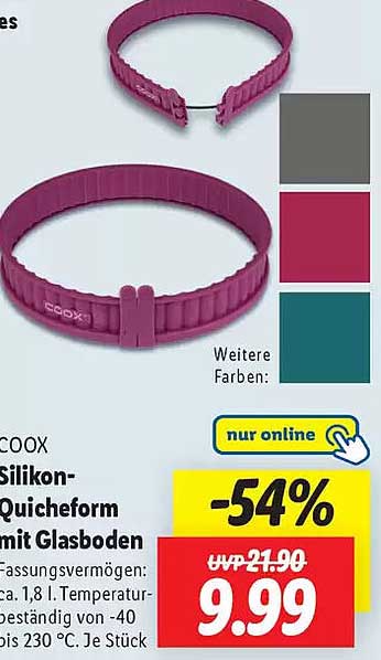 COOX Silikon-Quicheform mit Glasboden