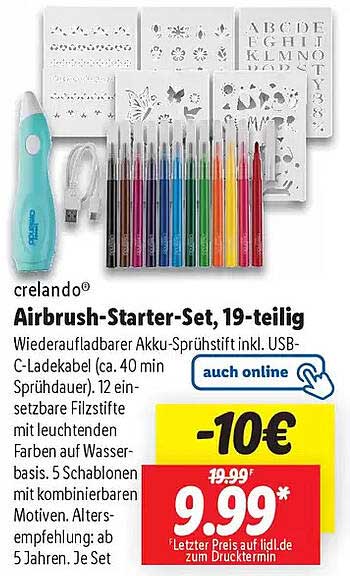 crelando® Airbrush-Starter-Set, 19-teilig