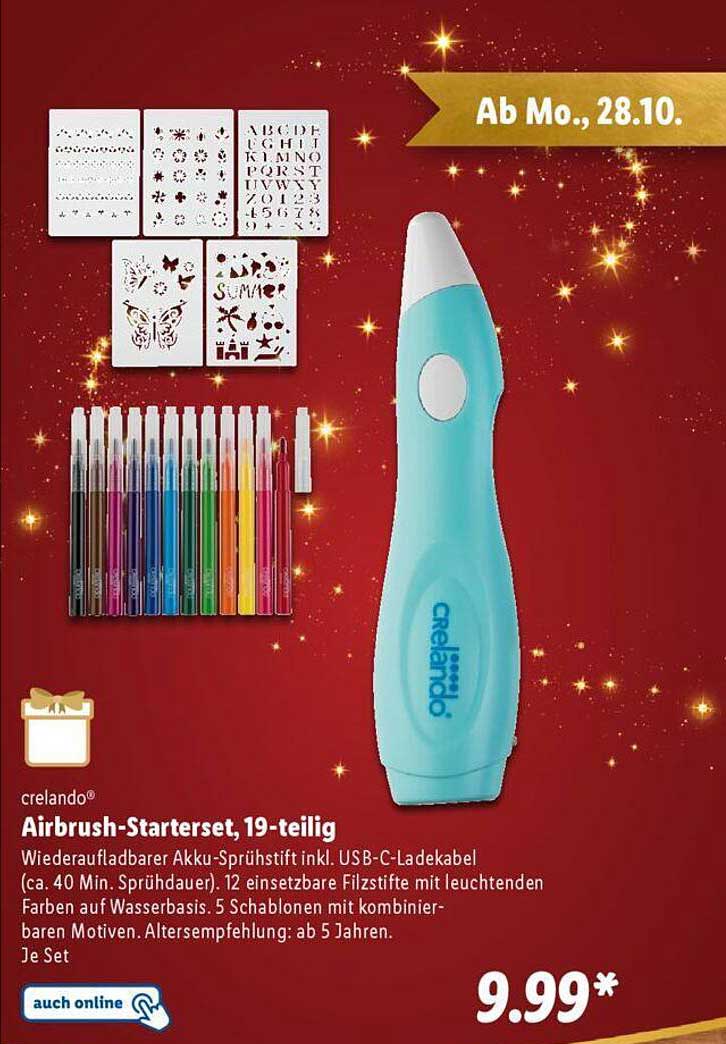 crelando® Airbrush-Startset, 19-teilig