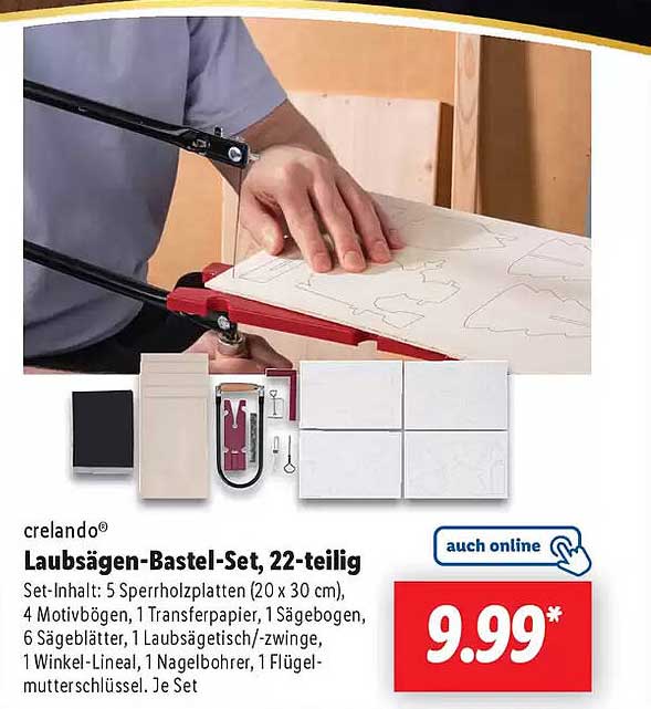 crelando® Laubsägen-Bastel-Set, 22-teilig