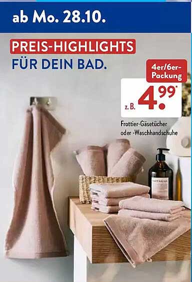 Frottier-Gästetücher oder -Waschhandschuhe