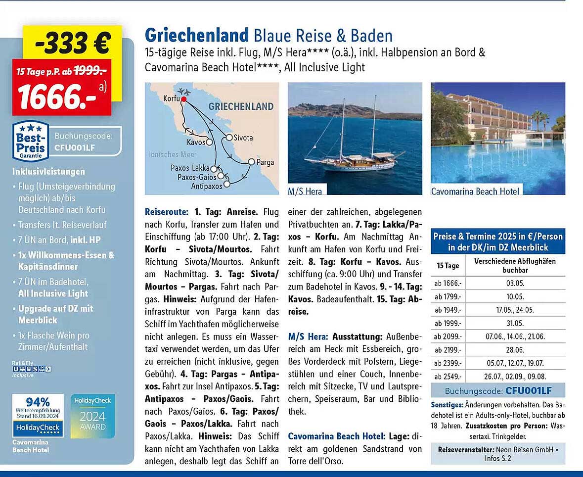 Griechenland Blaue Reise & Baden