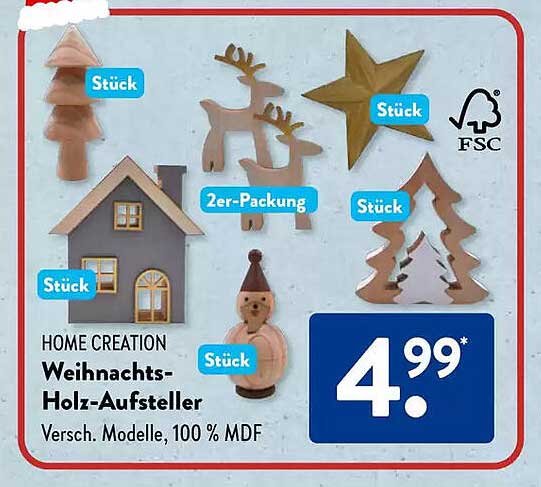 HOME CREATION Weihnachts-Holz-Aufsteller