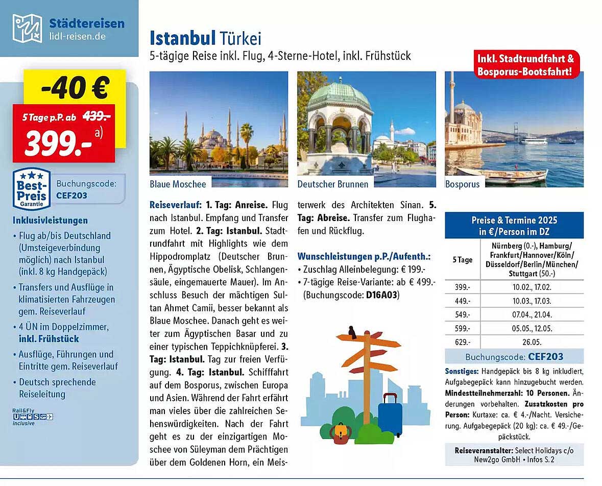 Istanbul Türkei 5-tägige Reise inkl. Flug, 4-Sterne-Hotel, inkl. Frühstück