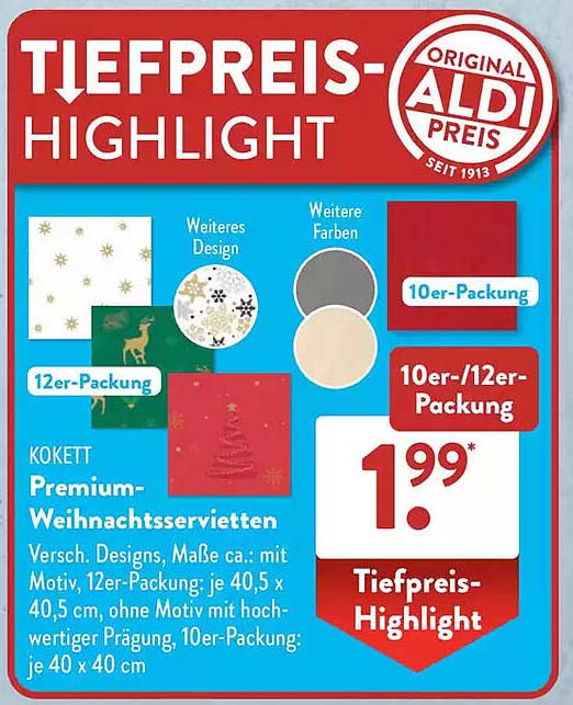 KOKETT Premium-Weihnachtsservietten