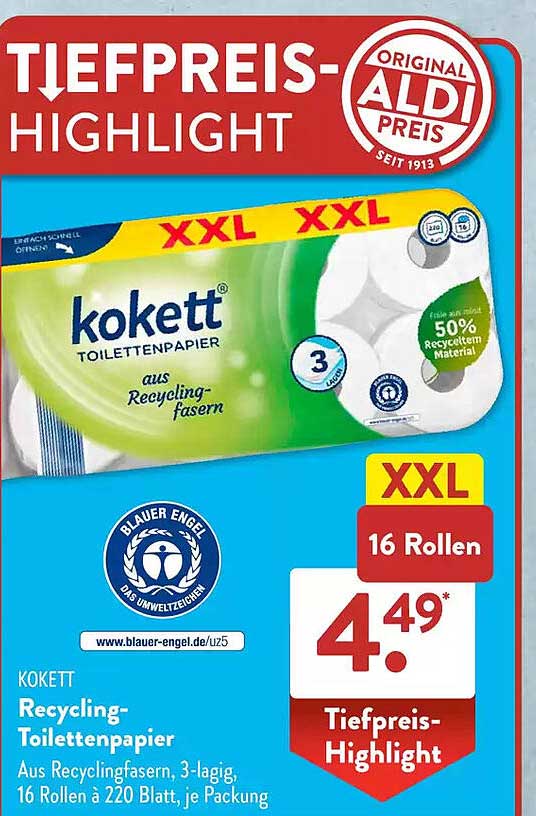 kokett Recycling-Toilettenpapier