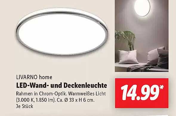 LIVARNO home LED-Wand- und Deckenleuchte