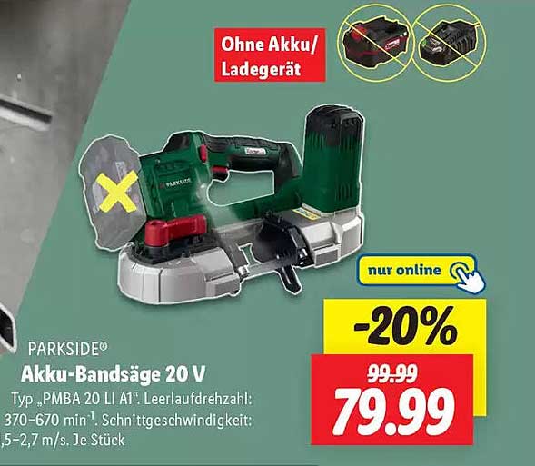 PARKSIDE Akku-Bandsäge 20 V