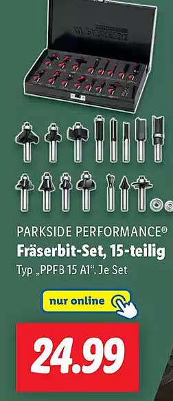 PARKSIDE PERFORMANCE® Fräserbit-Set, 15-teilig