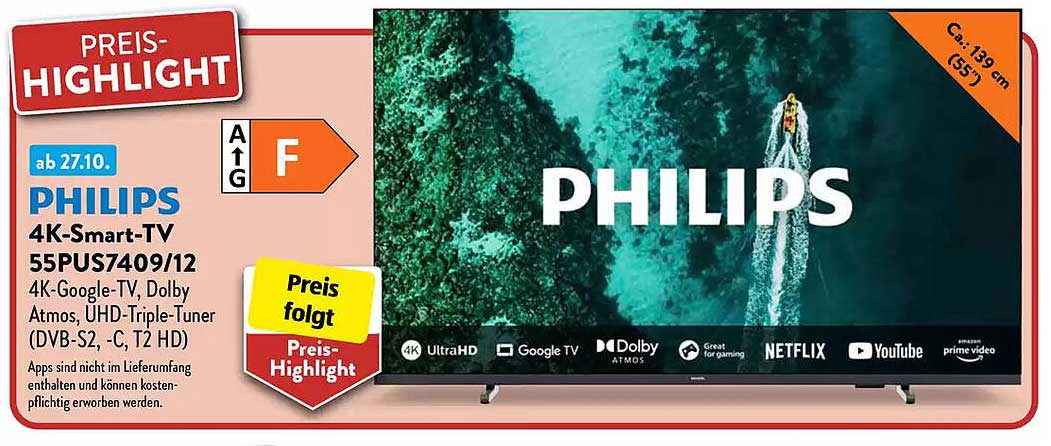 PHILIPS 4K-Smart-TV 55PUS7409/12