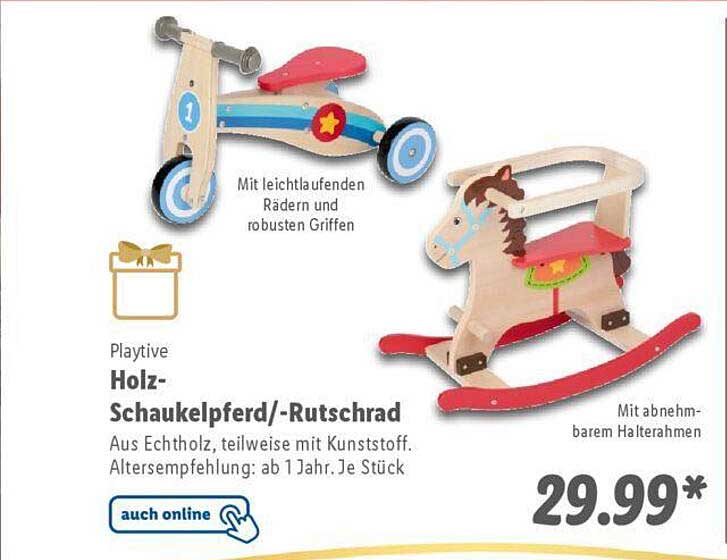 Playtive Holz-Schaukelpferd/-Rutschrad