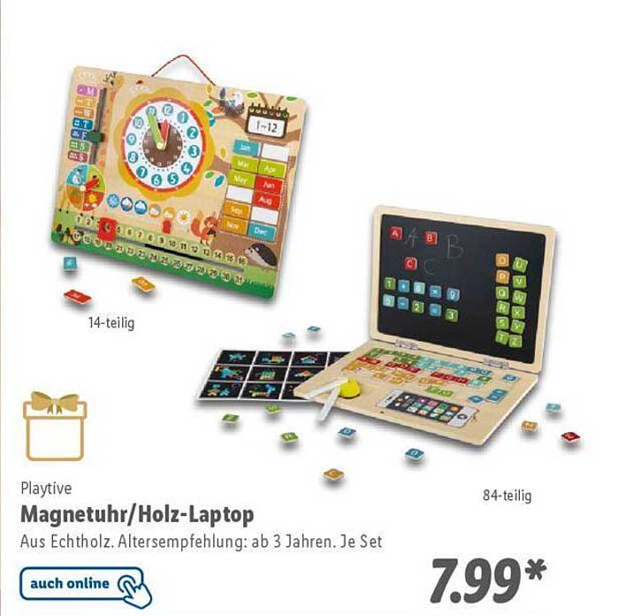 Playtive Magnetuhr/Holz-Laptop