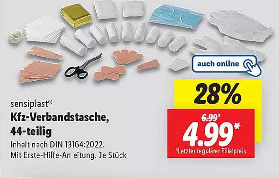 sensiplast® Kfz-Verbandstasche, 44-teilig