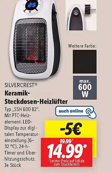 SILVERCREST® Keramik-Steckdosen-Heizlüfter