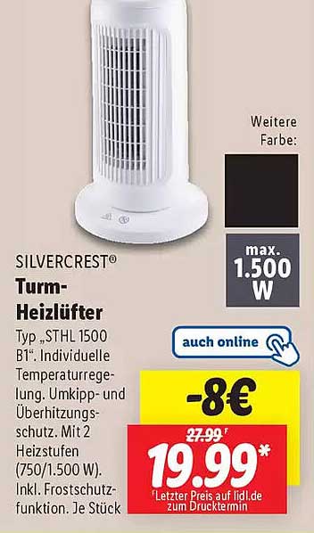 SILVERCREST® Turm-Heizlüfter