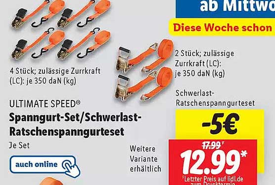 ULTIMATE SPEED® Spanngurt-Set/Schwerlast-Ratschenspanngurtset