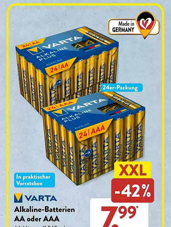 VARTA Alkaline-Batterien AA oder AAA