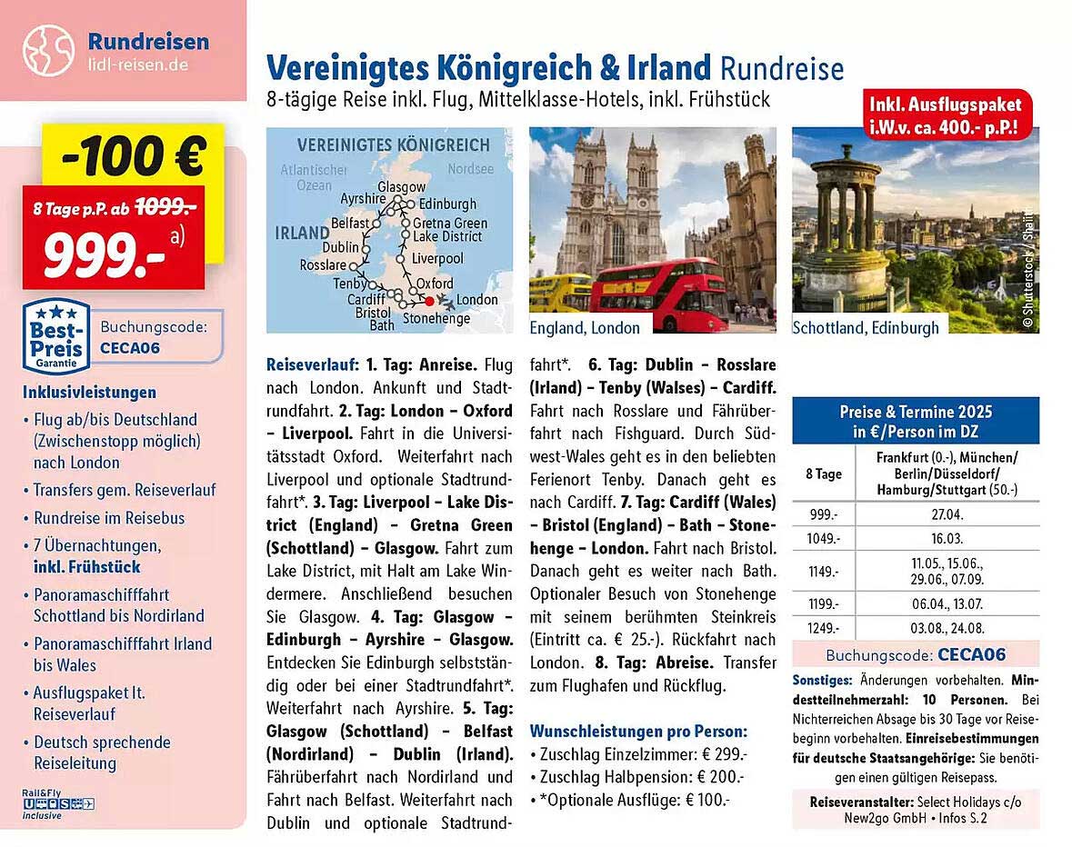 Vereinigtes Königreich & Irland Rundreise