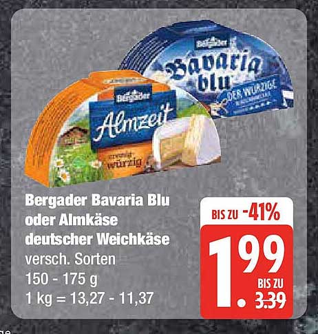 Bergader Bavaria Blu oder Almkäse deutscher Weichkäse