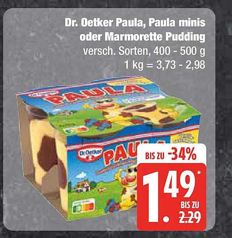 Dr. Oetker Paula, Paula minis oder Marmorette Pudding