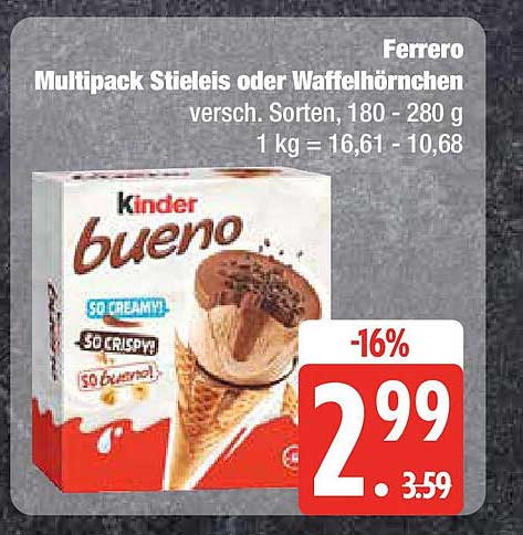 Ferrero Multipack Stieleis oder Waffelhörnchen