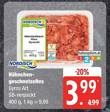 Hähnchen-geschnetzeltes Gyros Art