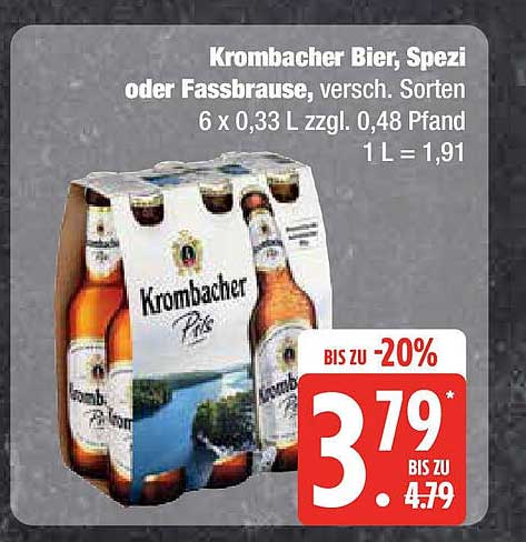 Krombacher Bier, Spezi oder Fassbrause, versch. Sorten