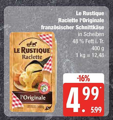 Le Rustique Raclette l'Originale französischer Schnittkäse in Scheiben