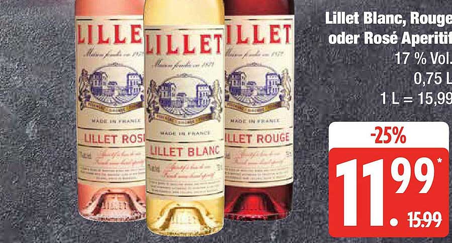 Lillet Blanc, Rouge oder Rosé Aperitif