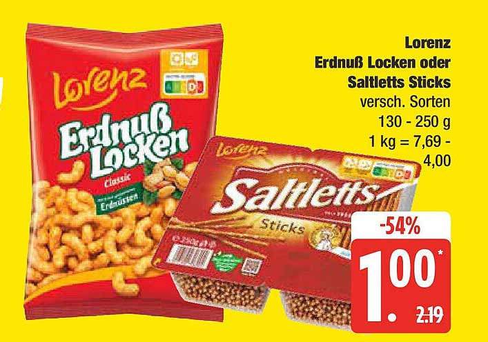 Lorenz Erdnuss Locken oder Saltletts Sticks