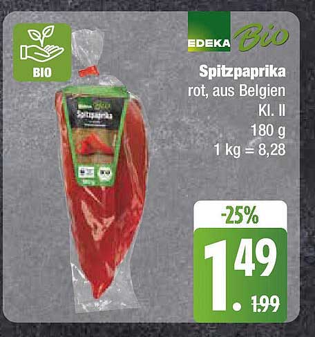 Spitzpaprika rot, aus Belgien