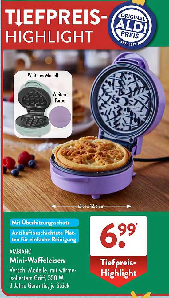 AMBiano Mini-Waffeleisen