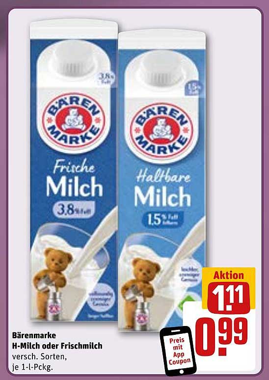 Bärenmarke Frische Milch oder Halbfare Milch