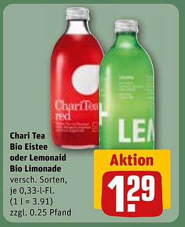 Chari Tea Bio Eistee oder Lemonaid Bio Limonade