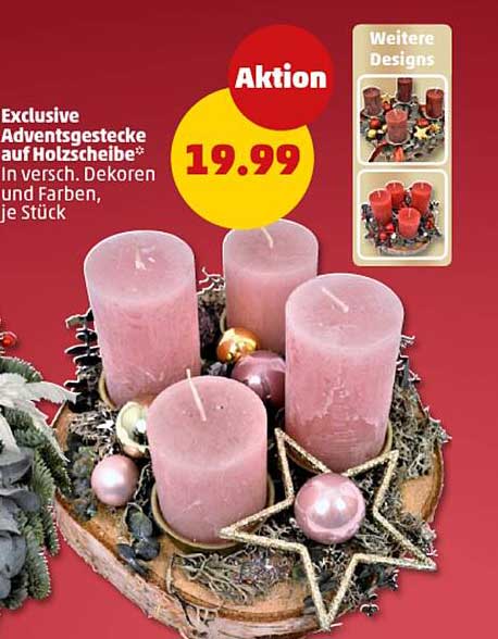 Exclusive Adventsgestecke auf Holzscheibe®