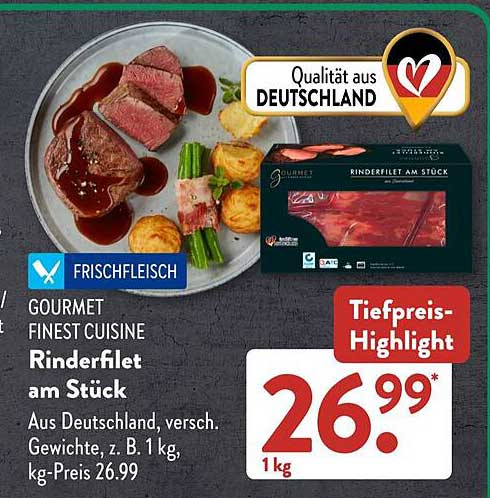 GOURMET FINEST CUISINE Rinderfilet am Stück